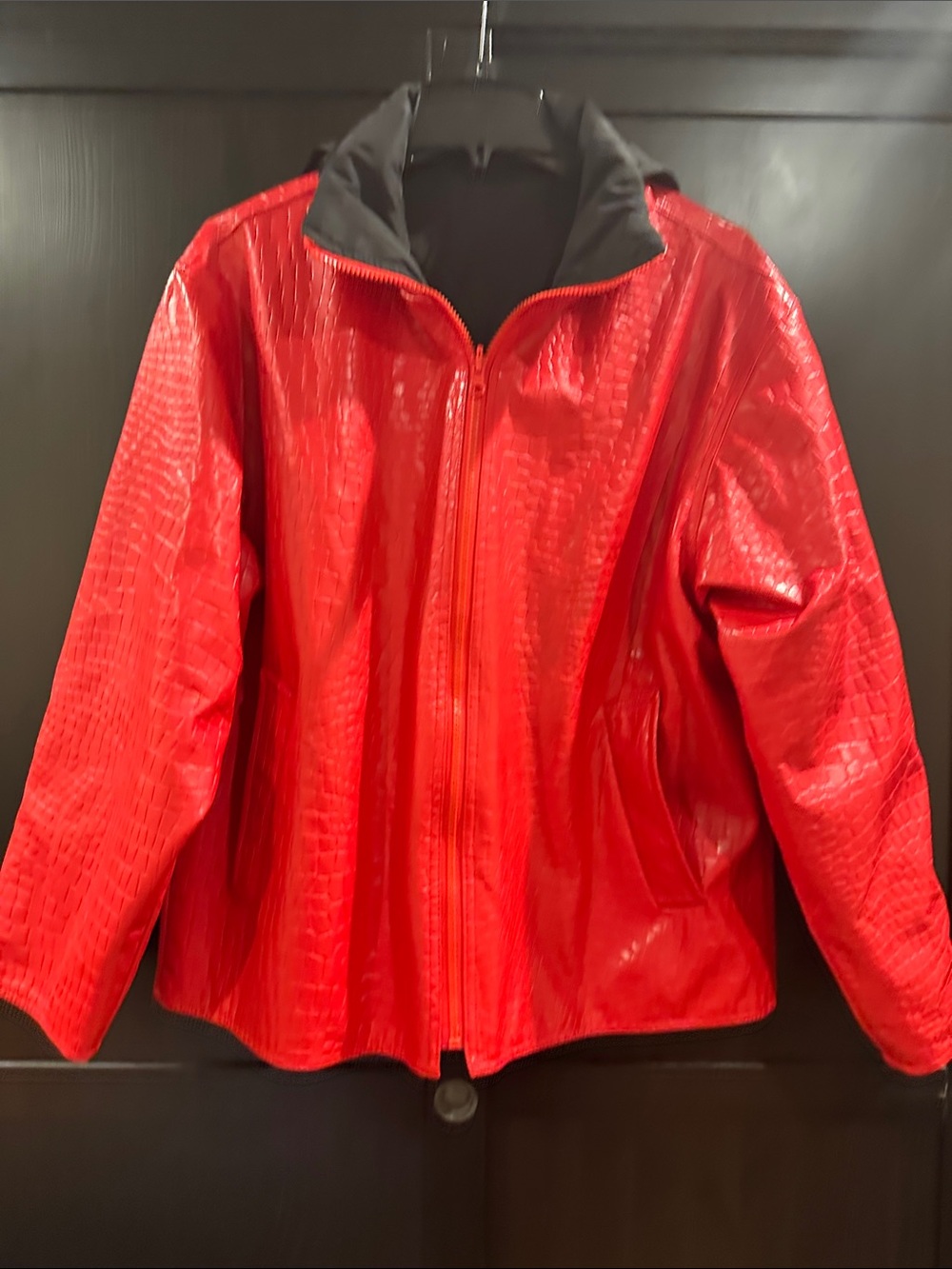 Mycra Pac Red Glossy Hooded Raincoat with Black Lining
